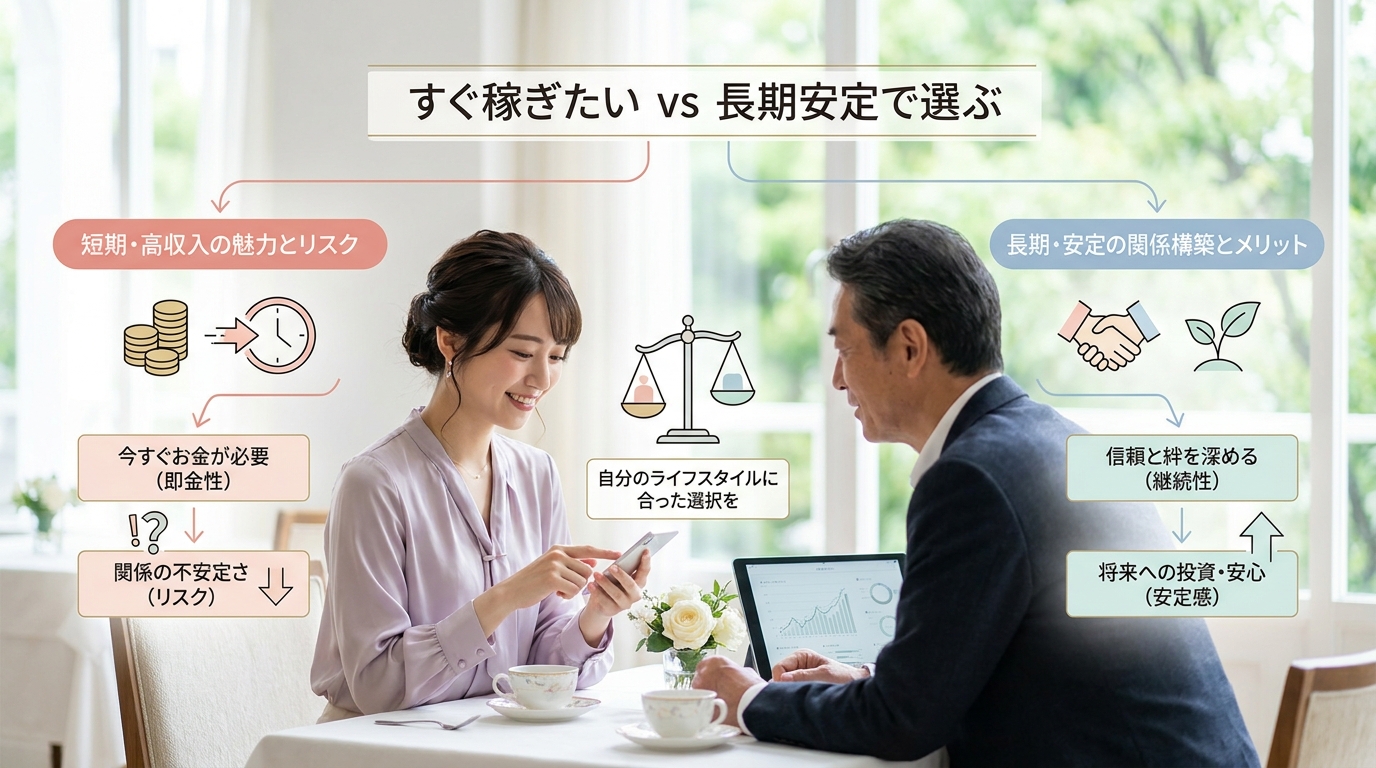 すぐ稼ぎたい vs 長期安定で選ぶ