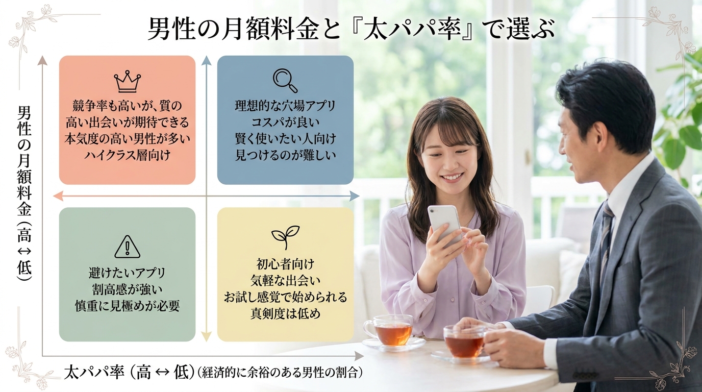 男性の月額料金と「太パパ率」で選ぶ