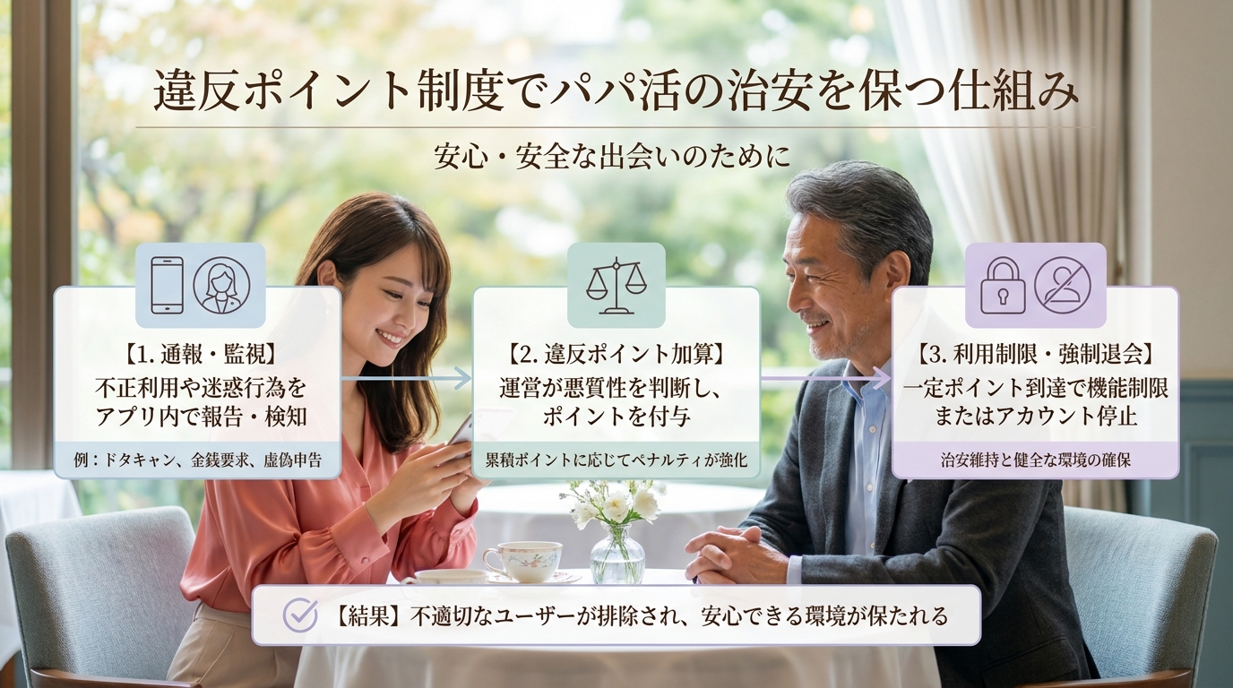 違反ポイント制度でパパ活の治安を保つ仕組み